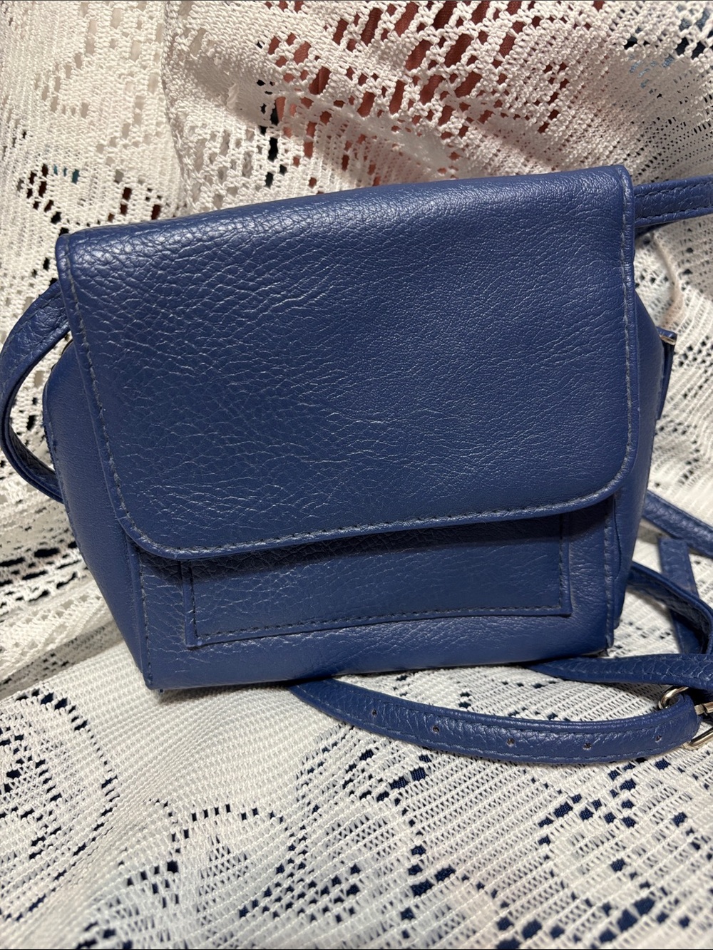 Avon Blue Compact Crossbody Bag with Flap